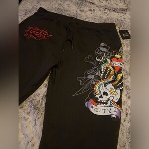 Ed Hardy Black Graphic Men's Pants